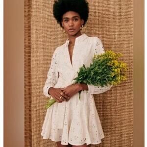 Sezane White Eyelet Mini Dress